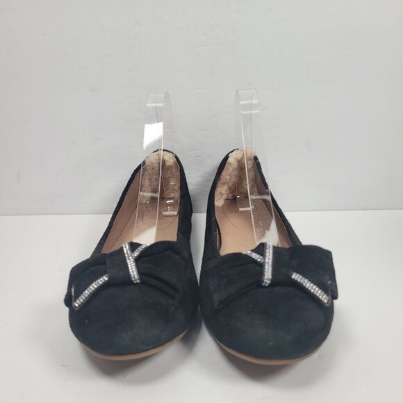UGG Women's Black Suede Bow Flats S/N 1007667 US Size 8 - Picture 3 of 8